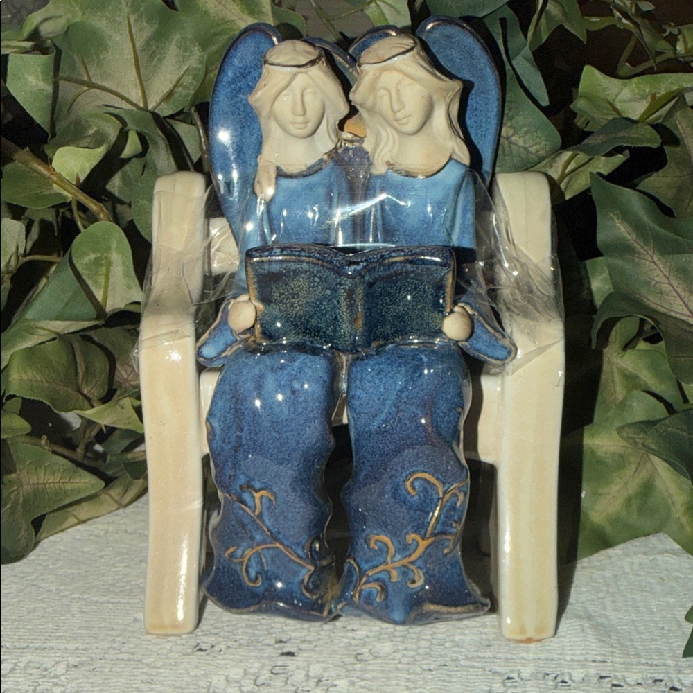 Blue and Cream Angel Sculpture